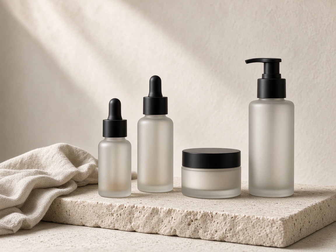 Unbranded professional clinic products in a quiet studio still